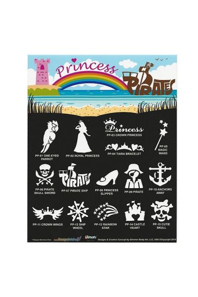 Glimmer Princess & Pirates Stencil Set met poster