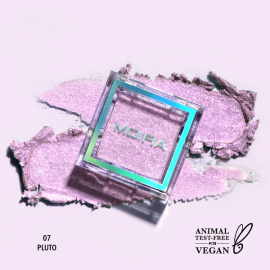 Moira Lucent Cream Shadow Pluto 07 shimmering pink-purple cream eyeshadow with metallic finish, vegan formula and high-impact sparkle for eye makeup.