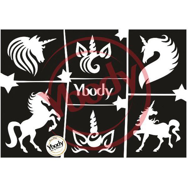 Unicorn Glittertattoo Stencils A5