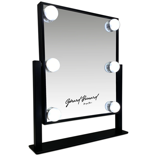 Metalen Hollywood Spiegel Zwart Klein LED 6 bulbs