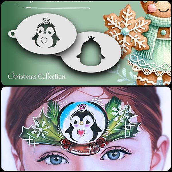 Schminkstencil Kerst Pinguïn