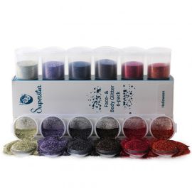 The Halloween Fine Glitter Mix 6-pack is a real must have for your make-up kit.