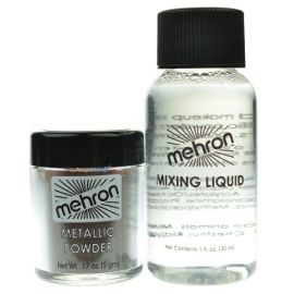 Mehron Metallic Powder Zilver With Mixing Liquid