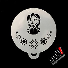 oOh Body Art Winter Princess Stencil 

OOh Facepainting stencils are designed to be symmetrical so you can just turn and rotate the stencils to go right around the face. You don't need to use a second stencil to mirror your background texture on the opp