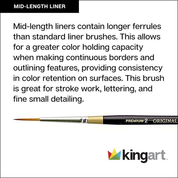 Kingart Golden Taklon Mid-Length Liner 10/0